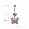 GEM BUTTERFLY DANGLE 316L SURGICAL STEEL NAVEL RING